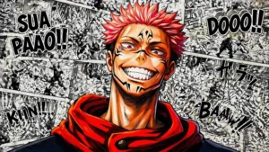 Yuji Itadori and Gojo Satoru in an intense scene from Jujutsu Kaisen