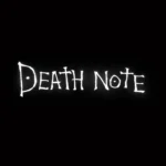 Death Note complete manga logo on black background with glowing white text
