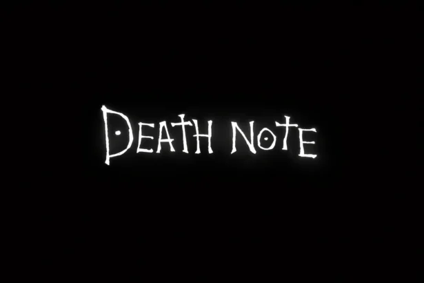 Death Note complete manga logo on black background with glowing white text