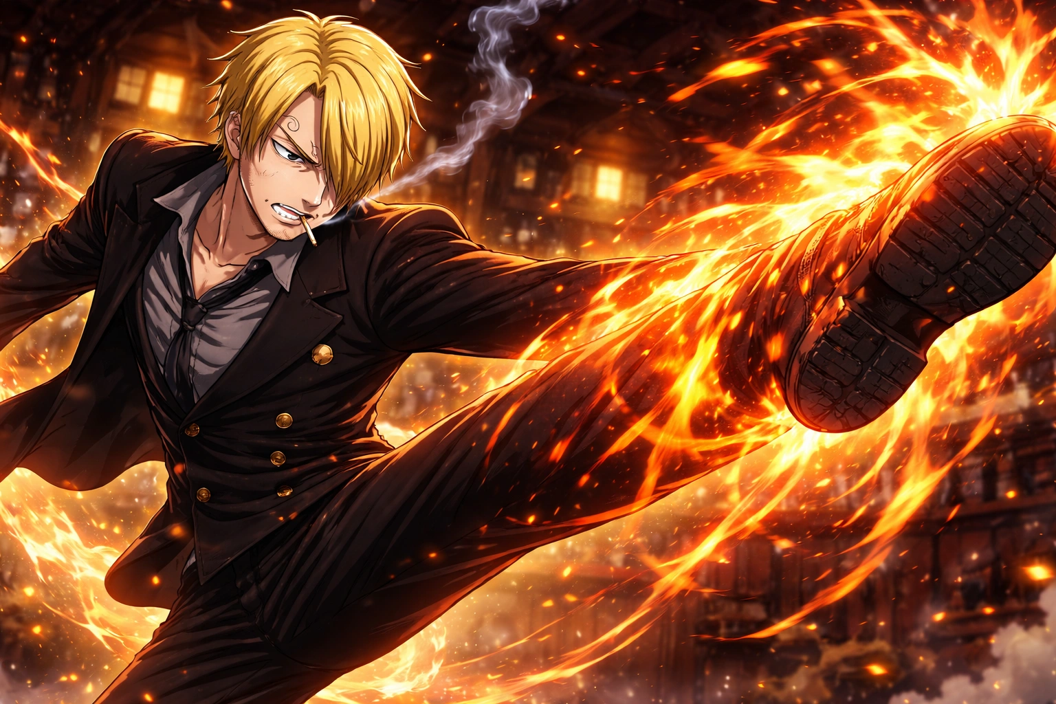 Sanji cool face with cigarette One Piece anime