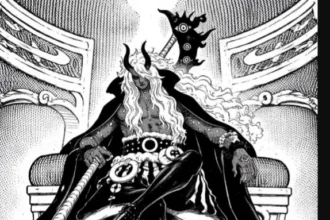 Imu unleashing Omen power and transforming weapon into Nemesis black blade in One Piece