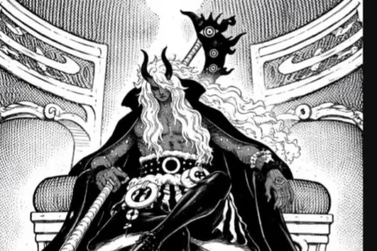 Imu unleashing Omen power and transforming weapon into Nemesis black blade in One Piece