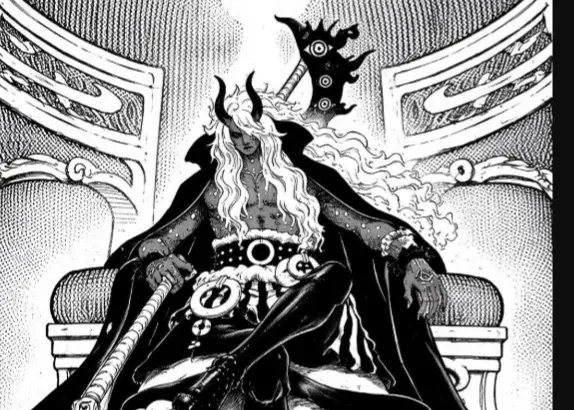 Imu unleashing Omen power and transforming weapon into Nemesis black blade in One Piece