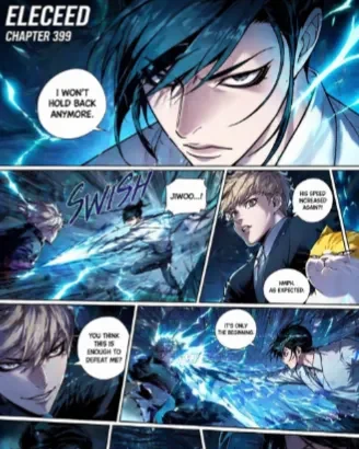 Eleceed Chapter 399 Jiwoo vs enemy intense lightning fight scene